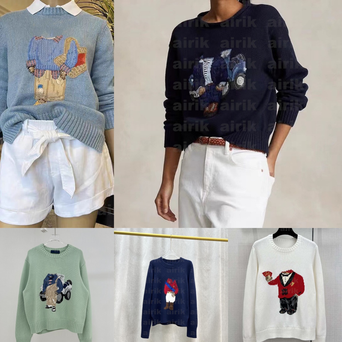 Designer Women fashion Sweater Pullover Embroidery Fashion Knitted Sweaters Long Sleeve Casual Printed Wool Cotton Soft Unisex Men hoodie