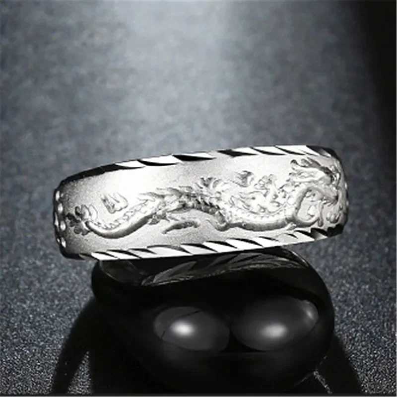 24k Gold Ring for Man Luxury Engraving Dragon Adjustable Ring Fashion Jewelry Male Two Color Yellow/White Gold Finger Ring GiftXJ250219
