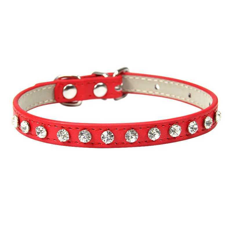 12 Colors Bling Rhinestone PU Leather Collar for Dog Cat Pet Accessories Crystal Diamond Dog Collar and Leash for Small DogsXJ250218