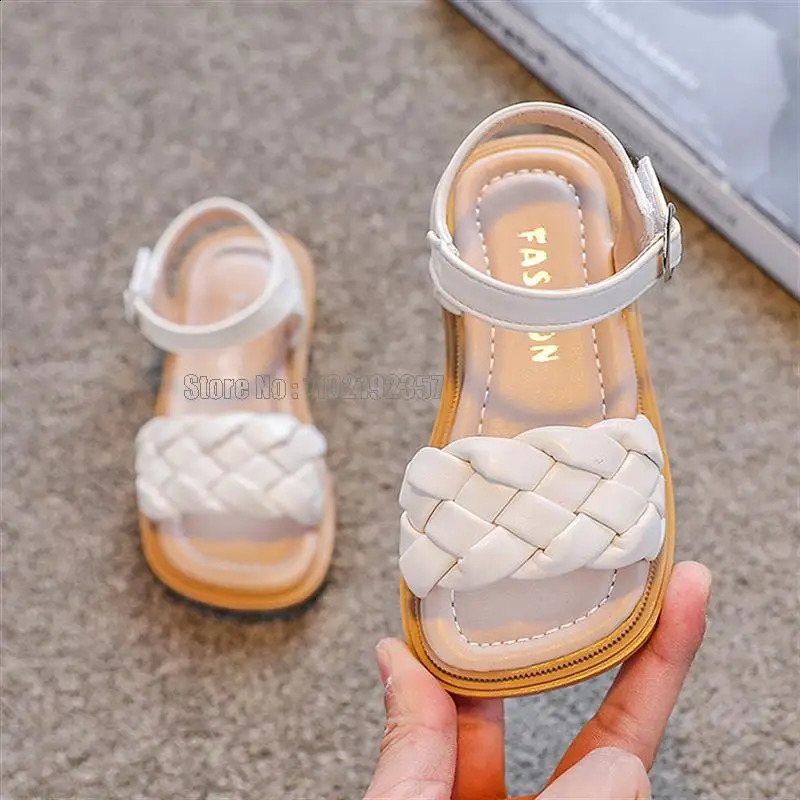 Kids Summer Toddler Flats Little Girls Fashion Beach Sandals Princess Dress Party Weave Soft Sole Baby Toddler Shoes 250218