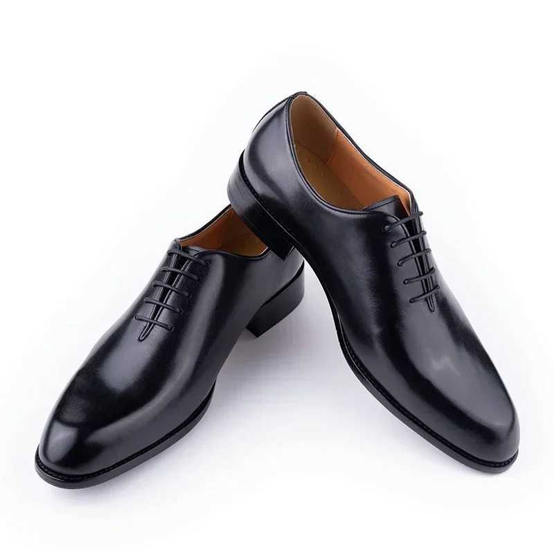 New mens leather shoes handmade high-quality casual Oxford business work shoes black coffee lace up comfortable mens shoes Y250219