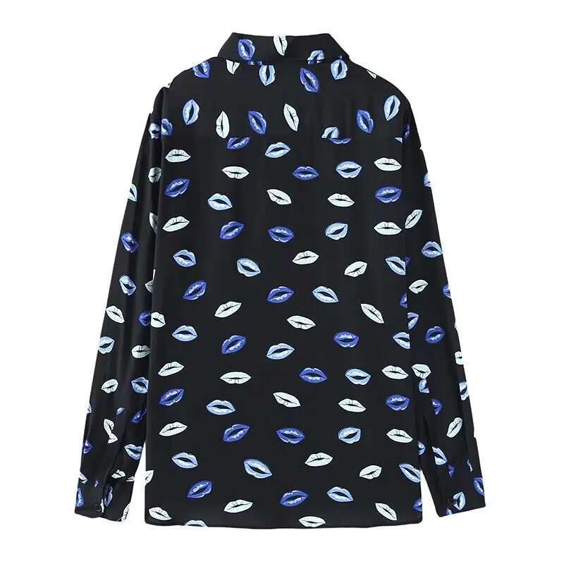 Women's Print Button Up Long Sleeve Shirts And Blouses For Women Asymmetric Collared Shirt Woman