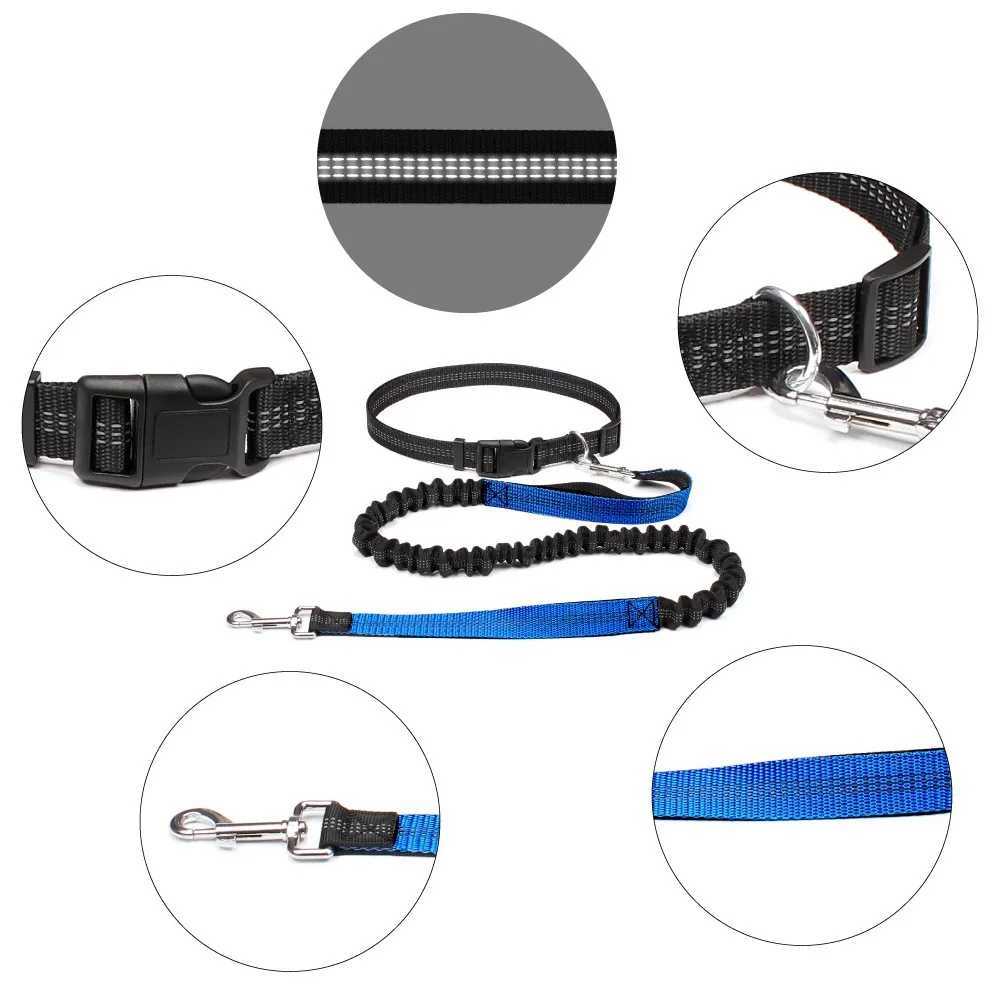 Reflective Leash Traction Rope Pet Dog Running Belt Elastic Hands Freely Jogging Pull Dog Leash Metal D-ring Leashes HarnessXJ250218