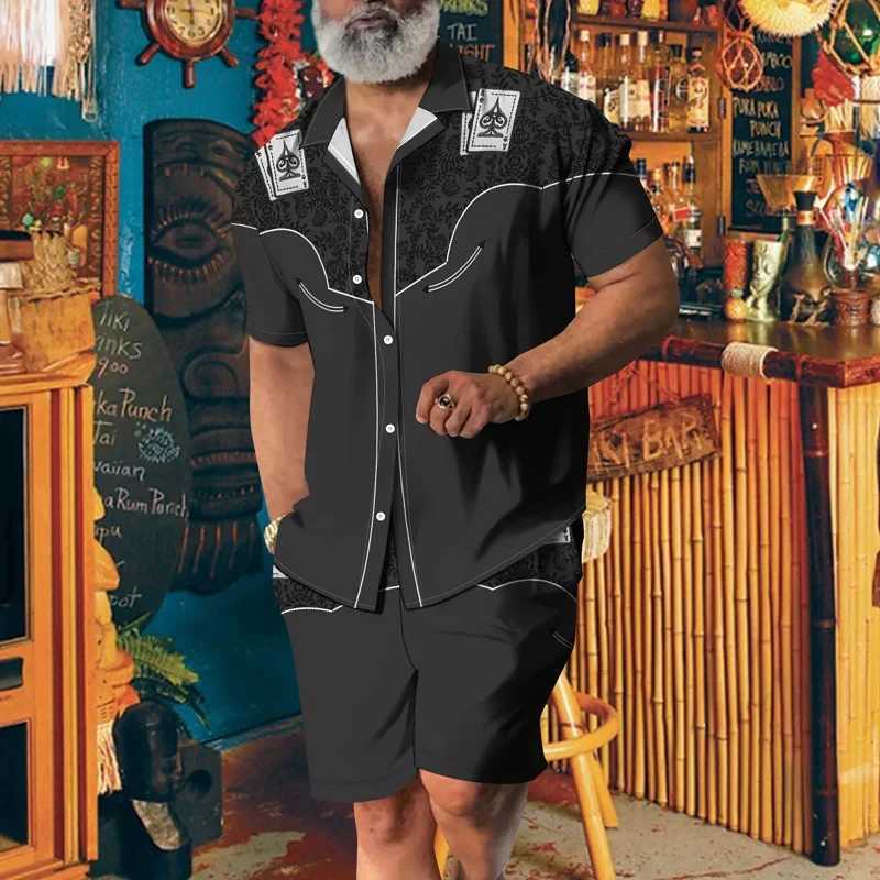 Fashion Trend Print Party Suit 3D print Shirt Beach Shorts Oversized luxury 2Pcs set Vacation Hawaiian Streetwear Man SuitsXJ250218