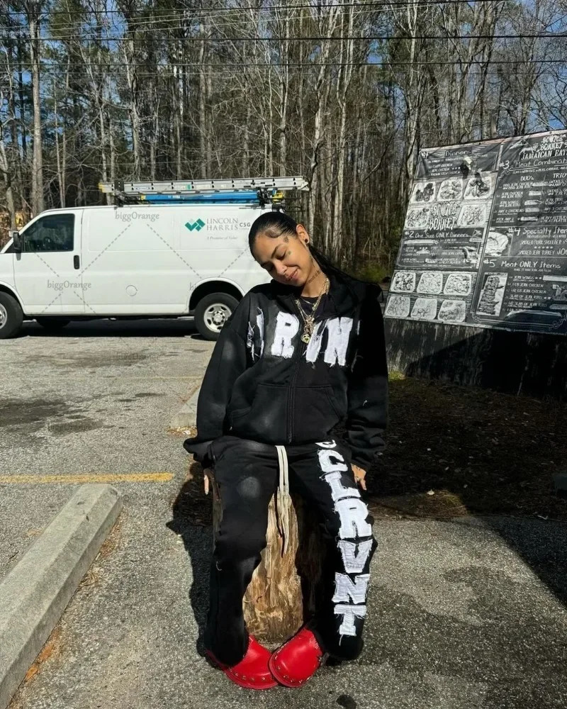 Letter Embroidered Color Zipper Hoodie Trendy Streetwear Y2K Harajuku Retro Punk casual oversized sports jacket 250214