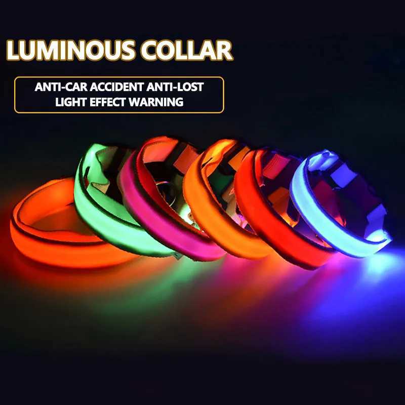 LED Dog Collar Dog Safety Night Light Flashing Necklace Fluorescent Collars Pet Supplies collar LED lights up W250219