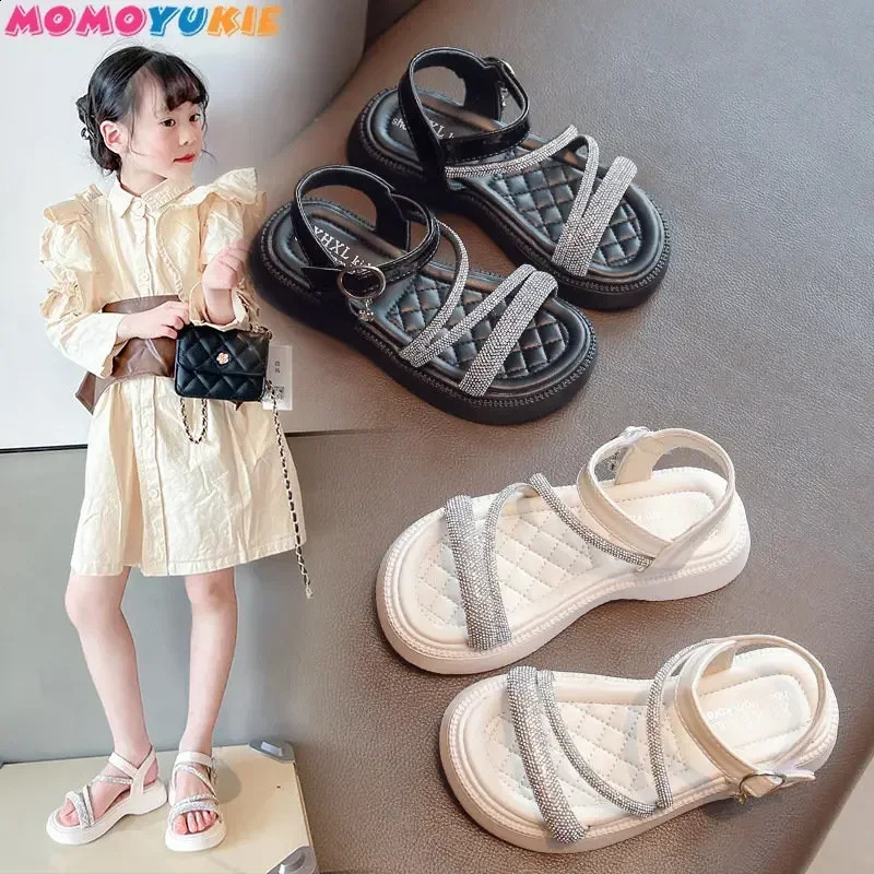 Summer Baby Kid Flats Fashion Party Dress Beach Shoes Outdoor Toddler Rhinestone Soft Sole Girls Princess Sandals Versatile 250219