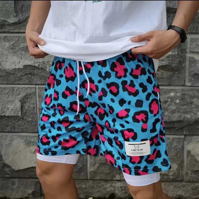 New sports shorts mens sports shorts double-layer running shorts 2 at the bottom of the beach summer gym training jogging shorts W250219
