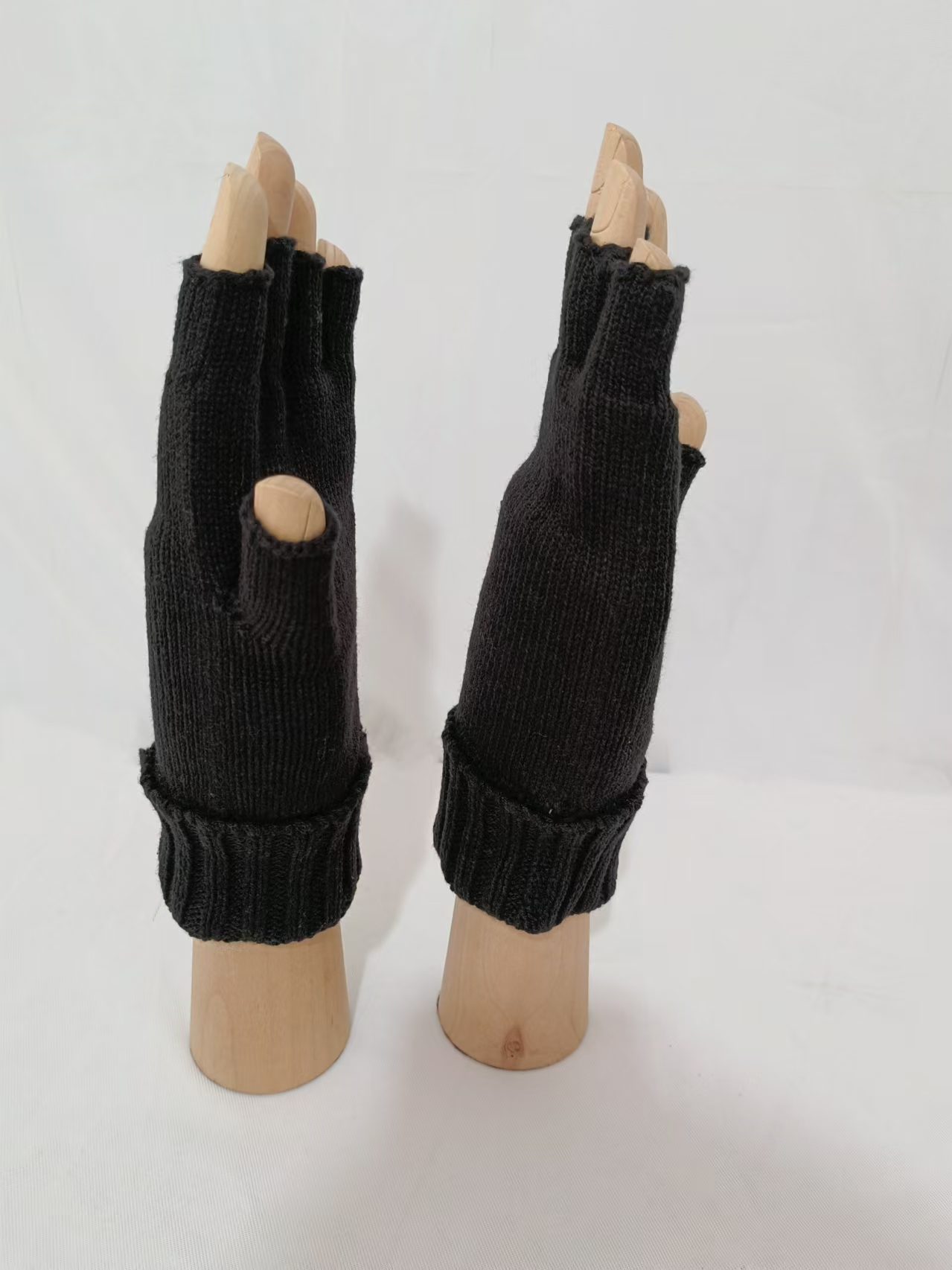 Men's fall and winter cotton nitrile blend padded warm half finger knitted gloves XYS003
