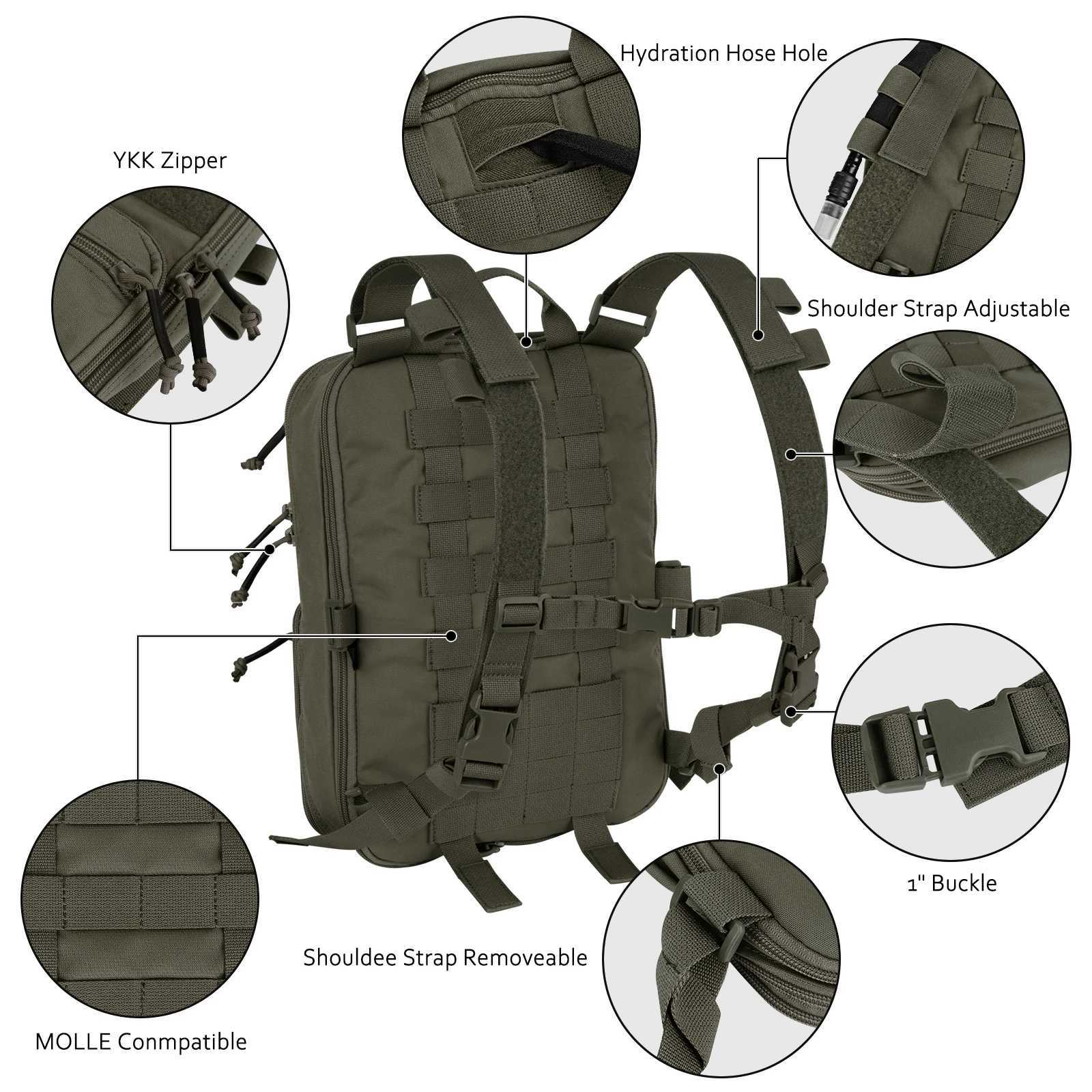 KRYDEX Tactical D3CR Chest Rig Vest with D3 Flatpack Backpack Bag Rifle Pistol Mag Pouch Hunting Airsoft Accessory Ranger GreenXJ250219