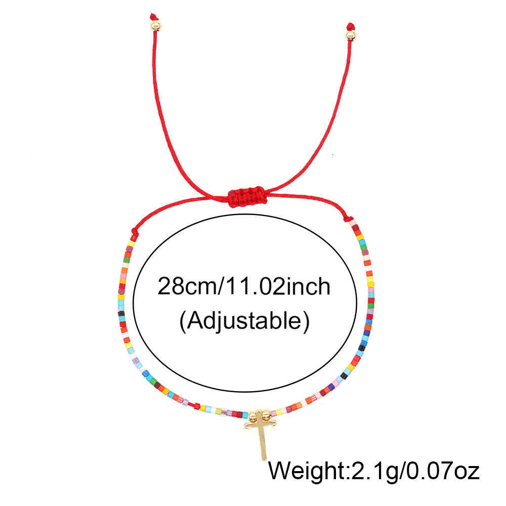 Easter Ins Style Copper Cross Mixed Color Rice Bead Fashion Versatile Women's Bracelet