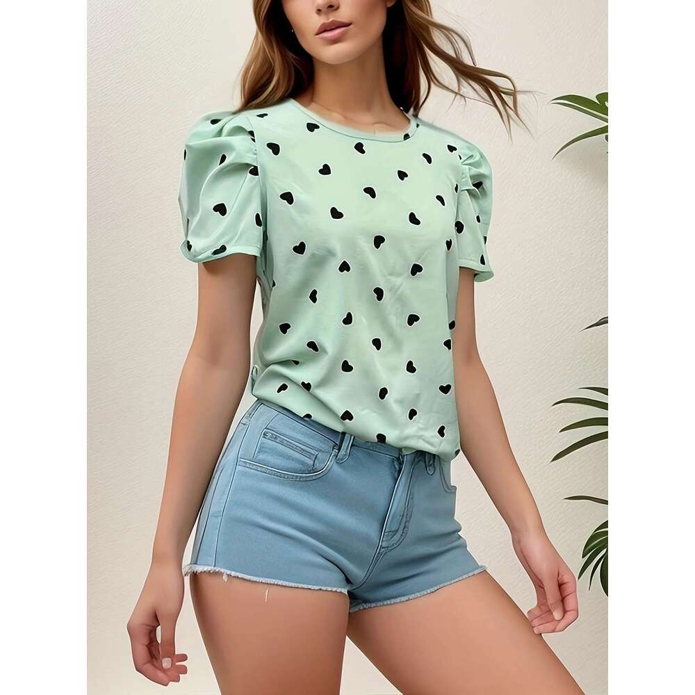 Europe The United States Fashion Round-Neck Printing Tie Spring And Summer Casual Short-Sleeved Shirts, Blouses