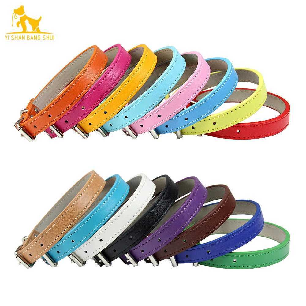 Soft Leather Solid Dog Collar Adjustable Puppy Neck Strap Safe Collars for Small Medium Big Dog Kitten Necklace Cat Accessories W250219