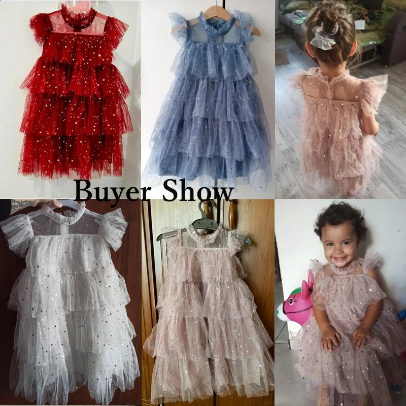 Elegant Girl Princess Party Dress Childrens Clothing Casual Summer Clothing Girl Birthday Wedding Ball Dress 3-8Y 250219