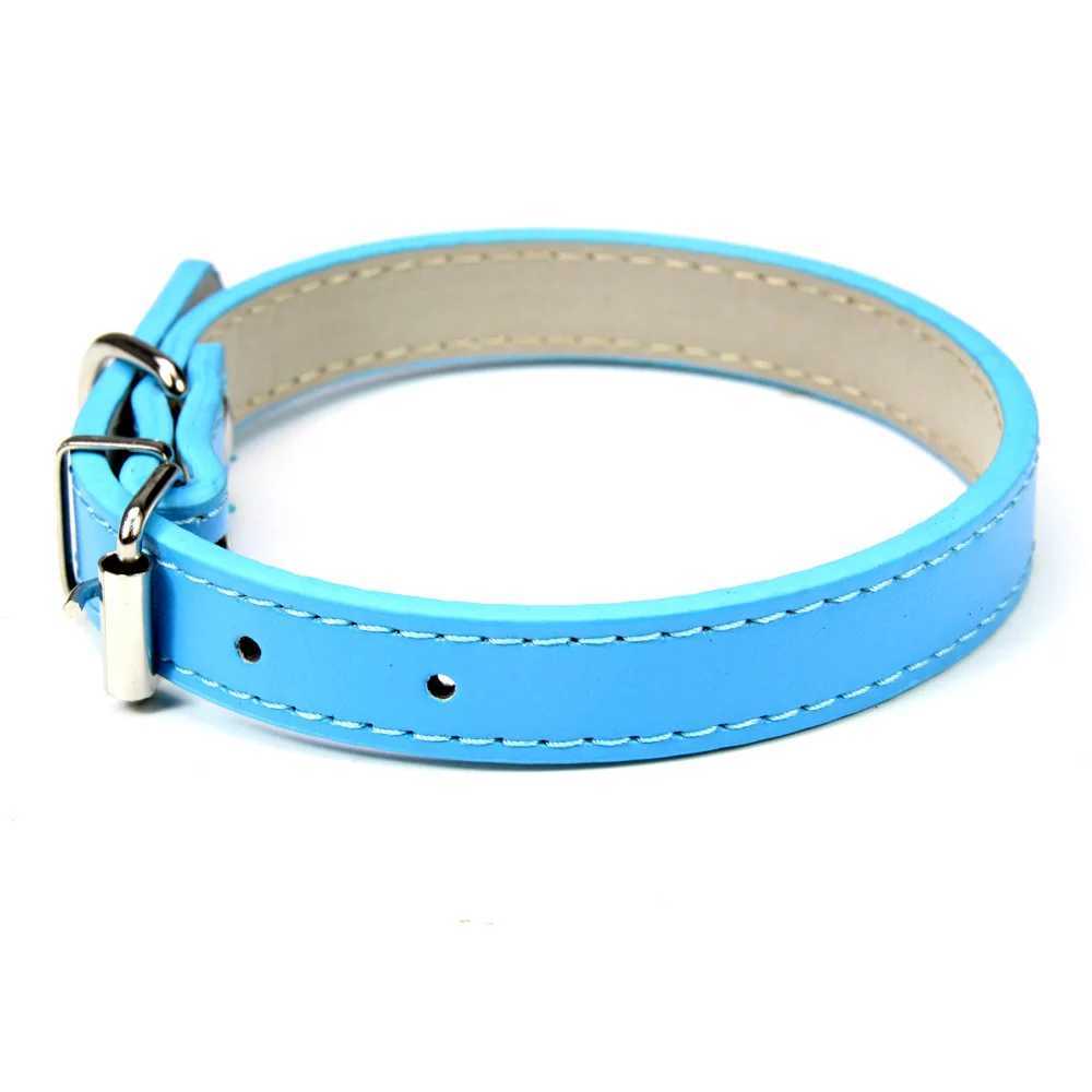 Soft Leather Solid Dog Collar Adjustable Puppy Neck Strap Safe Collars for Small Medium Big Dog Kitten Necklace Cat Accessories W250219