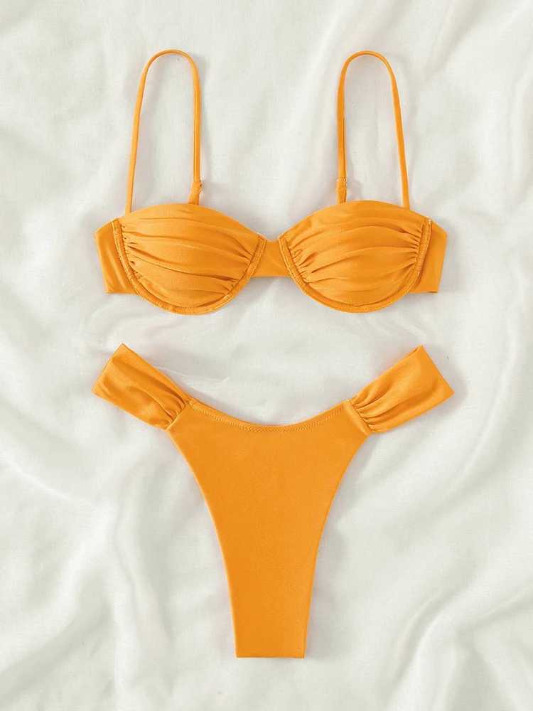Push Up 2-Piece Bikini Swimsuit Ruffles Bikinis Set Black Swimwear 2024 Women Bathing Suit Sexy Biquini Mujer Beachwear SummerXJ250218