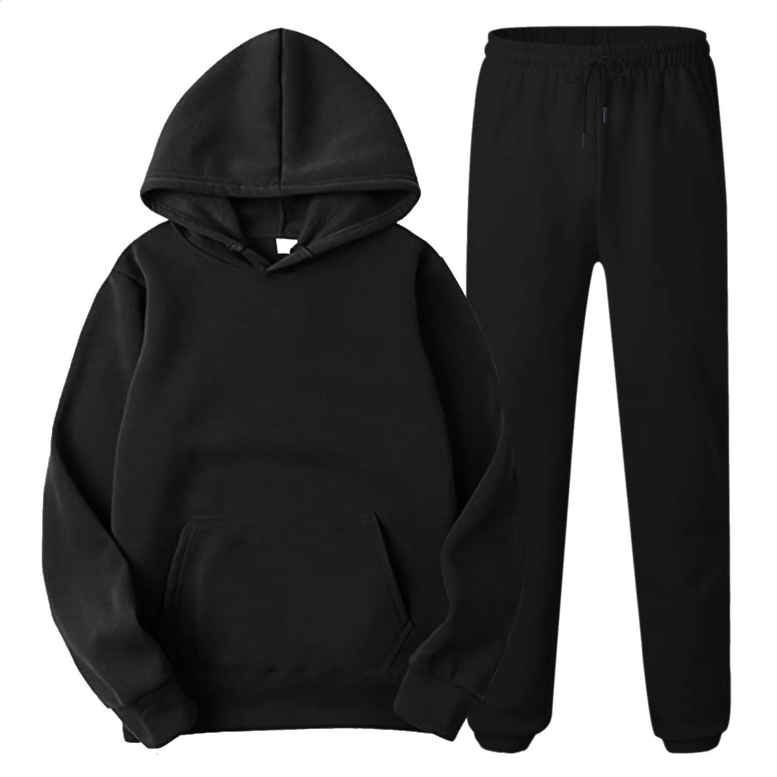 Oversize Black Hoodies Set Autumn Mens Sport Casual 2 Piece Sets Long Sleeve Hooded SweatshirtsSweatpants y2k Pant Sets 250218