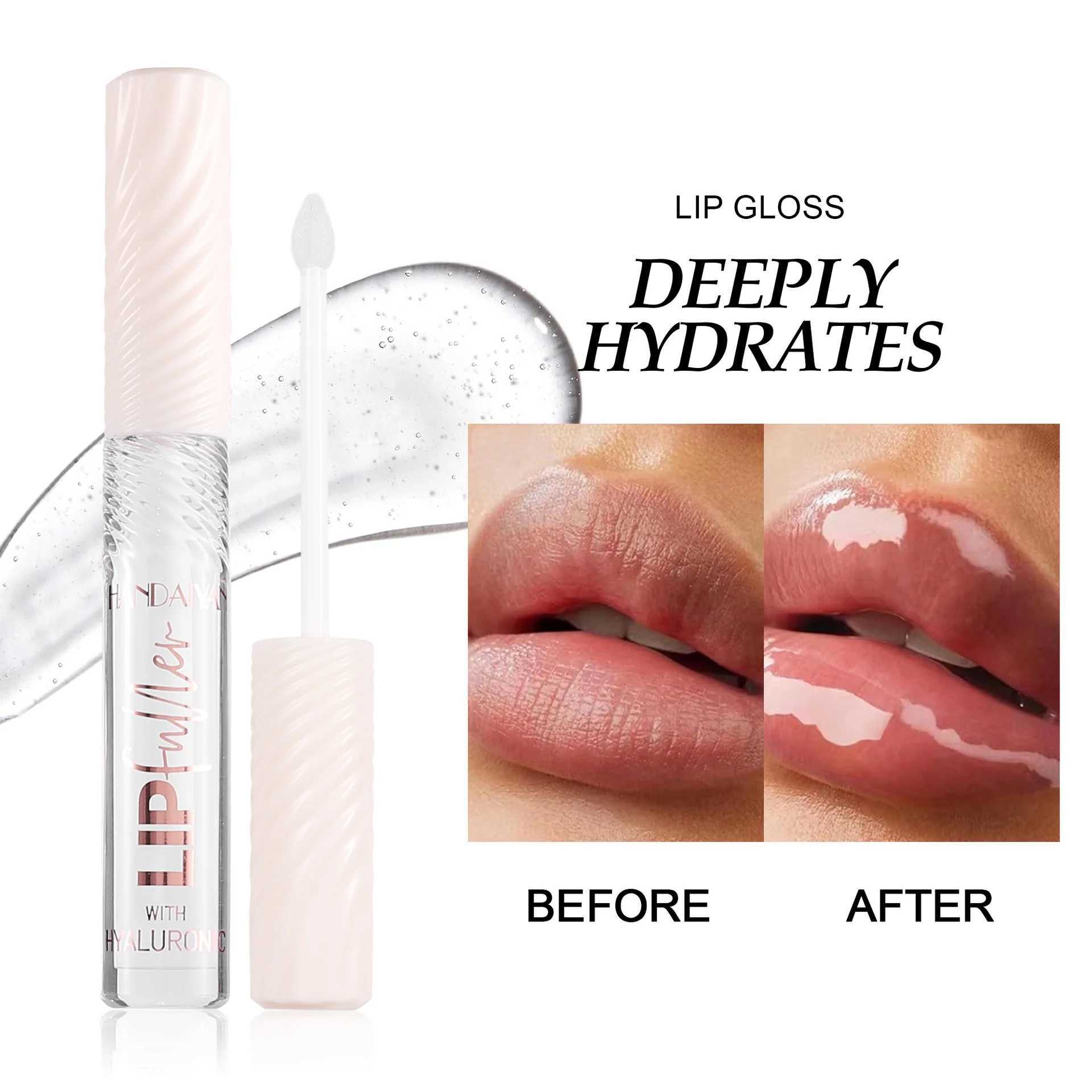 HANDAIYAN 8-Color Mirror Lip Gloss hyaluronic acid Lipstick Hydrating Moisturizing l Fine Shine fuller looking easy colorW250219