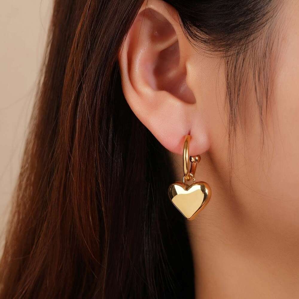 Titanium non fading earrings, women's stainless niche gold steel earrings and accessories