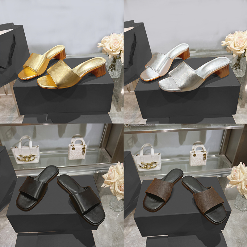 New Capri Mules Fashion Sandals Summer Sexy High Heels Leather Slippers Beach Slides Outdoor Casual Flip Flops 698