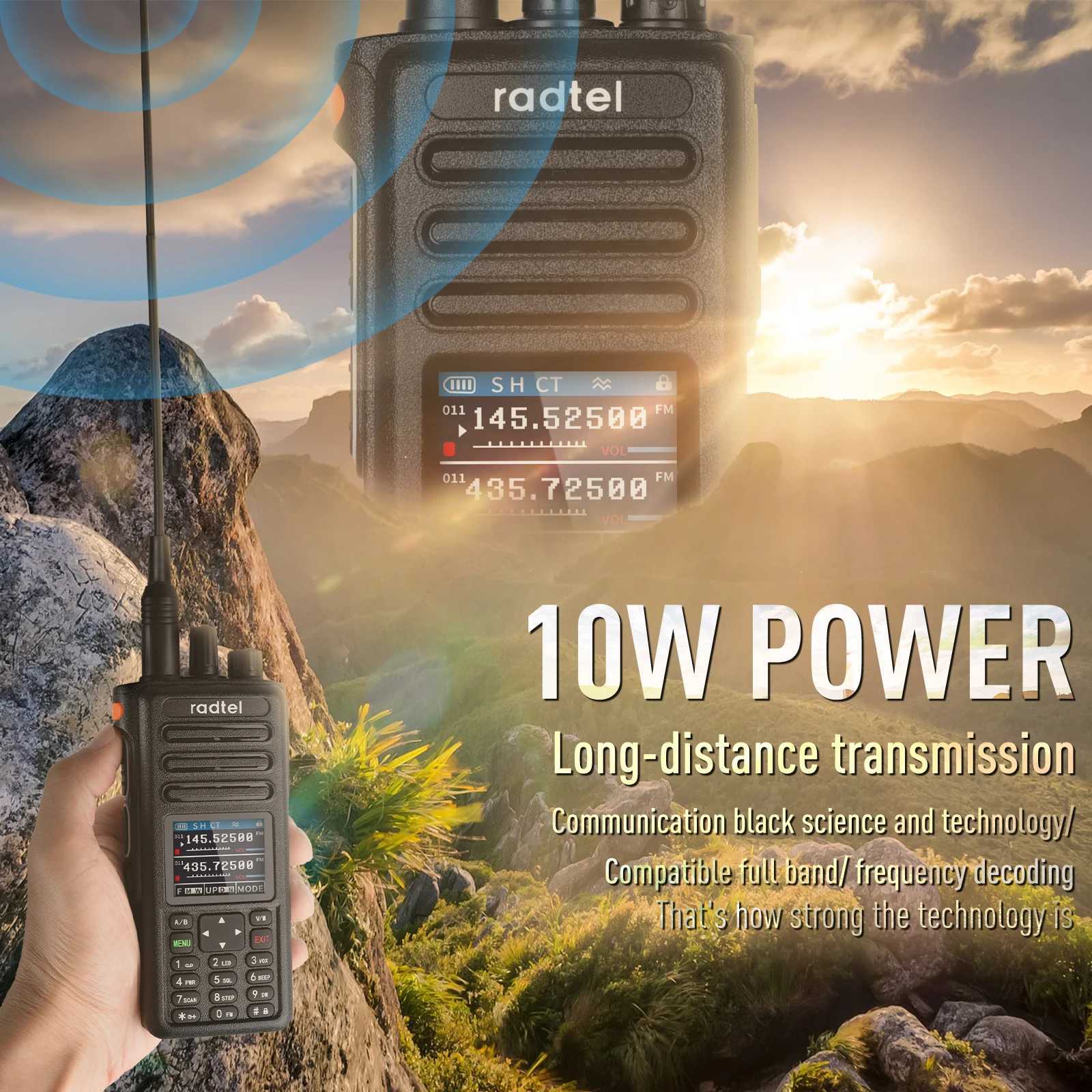Radtel RT-730 10w Air Band Walkie Talkie Full Band Amateur Ham 199CH HT USB-C Battery NOAA FM AM UHF VHF SatcomXJ250219