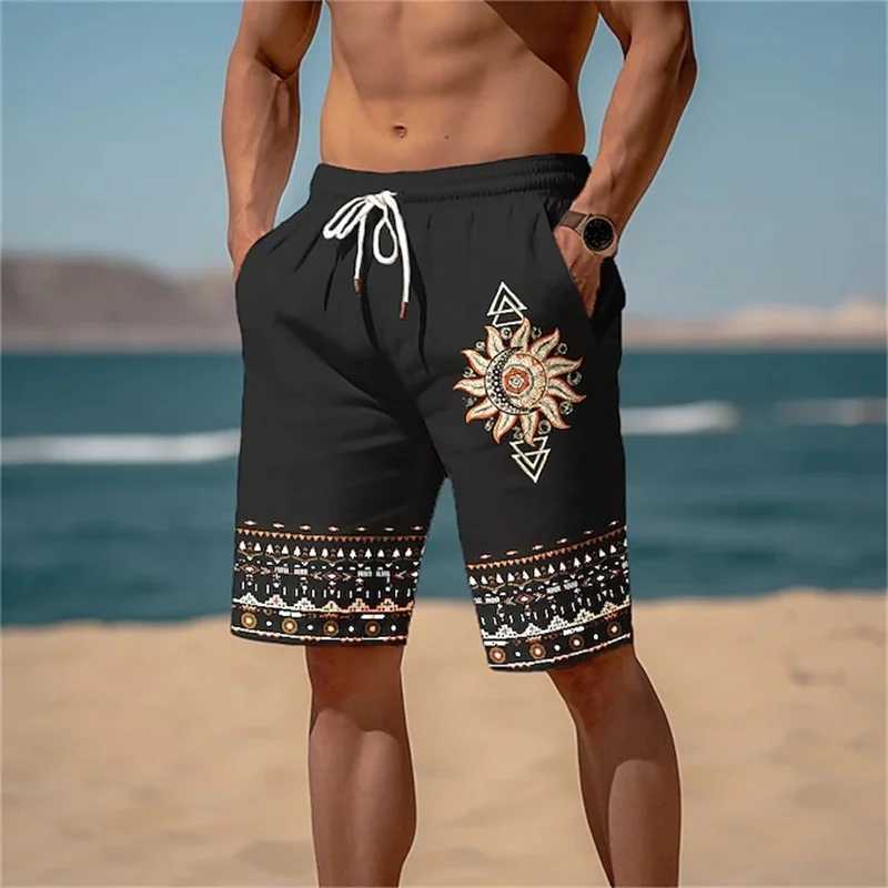 Men's Shorts New Mens Athletic Shorts Beach Shorts Drawstring Elastic Waist 3D Ethnic Printed Pattern Geometric Totem Breathable Soft Shorts z250