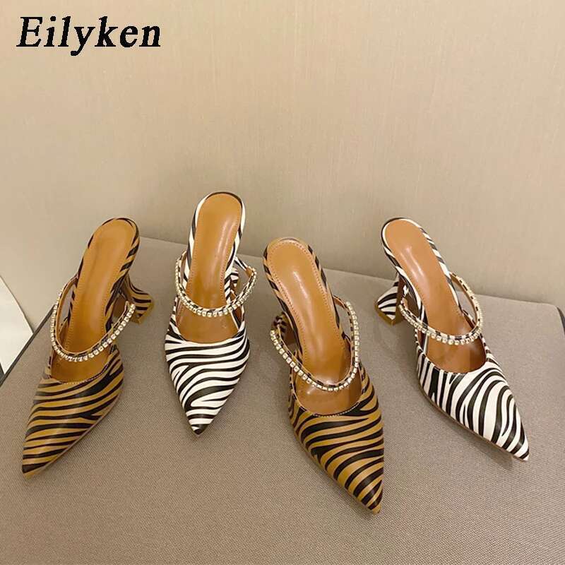 2025 New Zebra Women Pumps Fashion Crystal Sgback High Heels Party Strange Style Wedding Bride Shoes Size 35-41