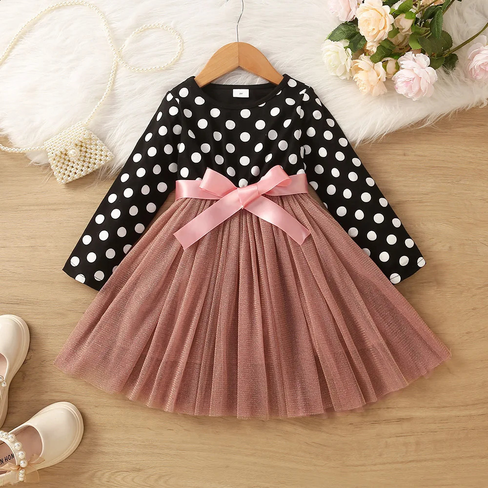 Kids Dresses For Girls Flower Lace Tulle Dress Wedding Little Girl Ceremony Party Birthday Dress Children Autumn Casual Clothing 250219
