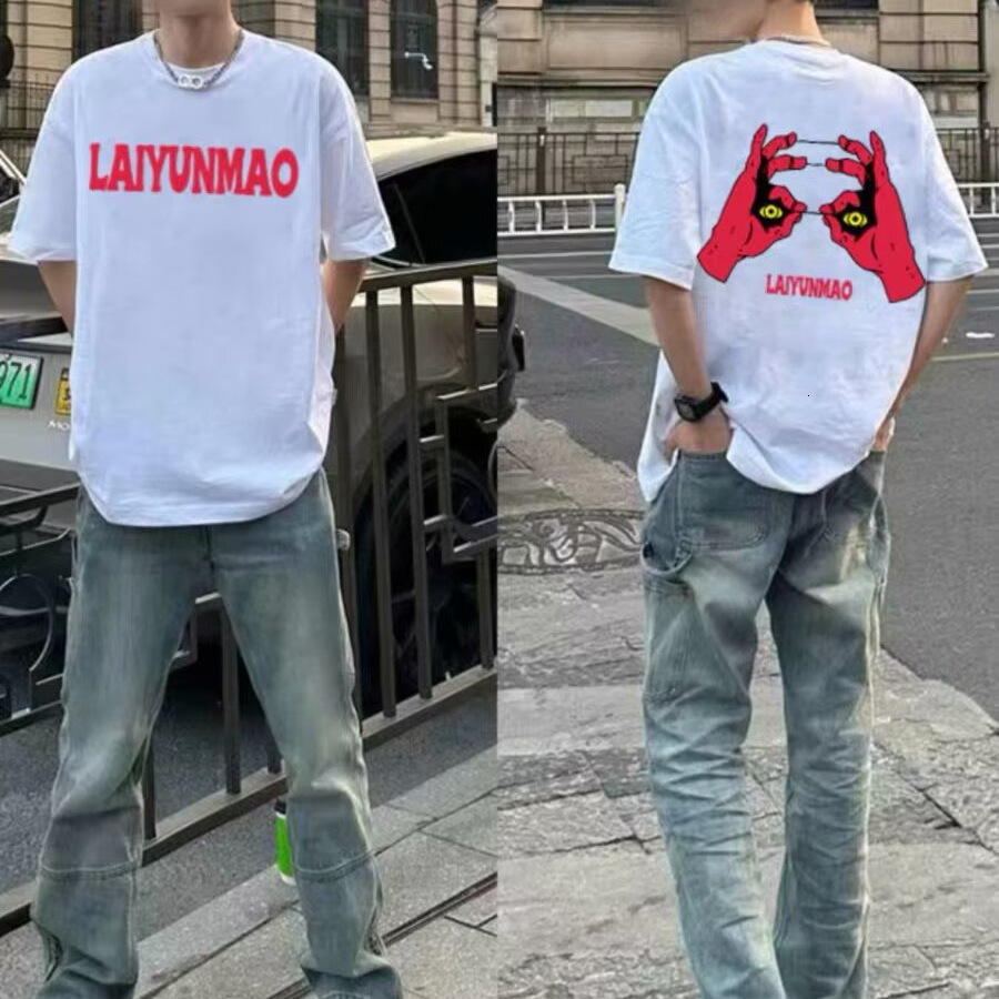 Short Sleeved T-shirt For Men Fashionable Summer New Style Loose And Casual Five Quarter Sleeves 2025 Well-known Trend Simple And Personalized Printin