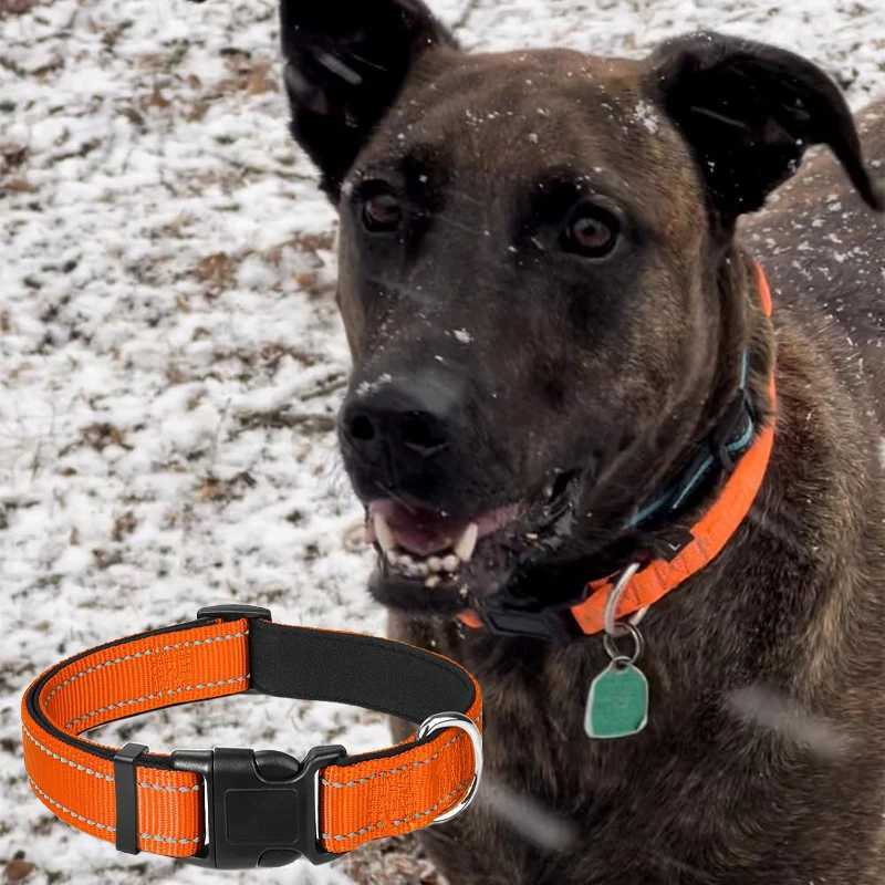 Reflective Dog Collar For Medium Large Dogs Soft Neoprene Padded Nylon Sturdy Adjustable Pets Collar For Medium Large Dogs W250219