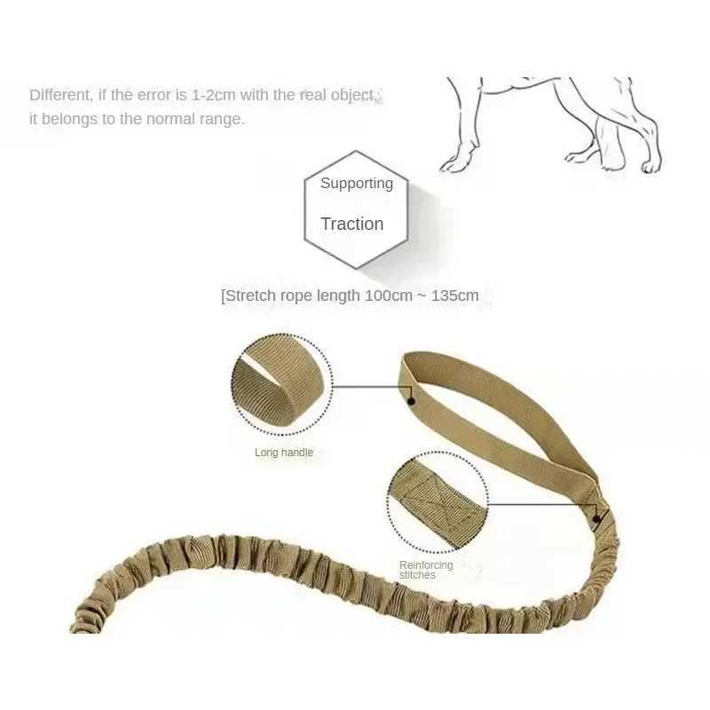 K9 Tactical dog leashTraining Walking Leash with 2 Control HandleStretchable suitable for medium and large dogsXJ250218
