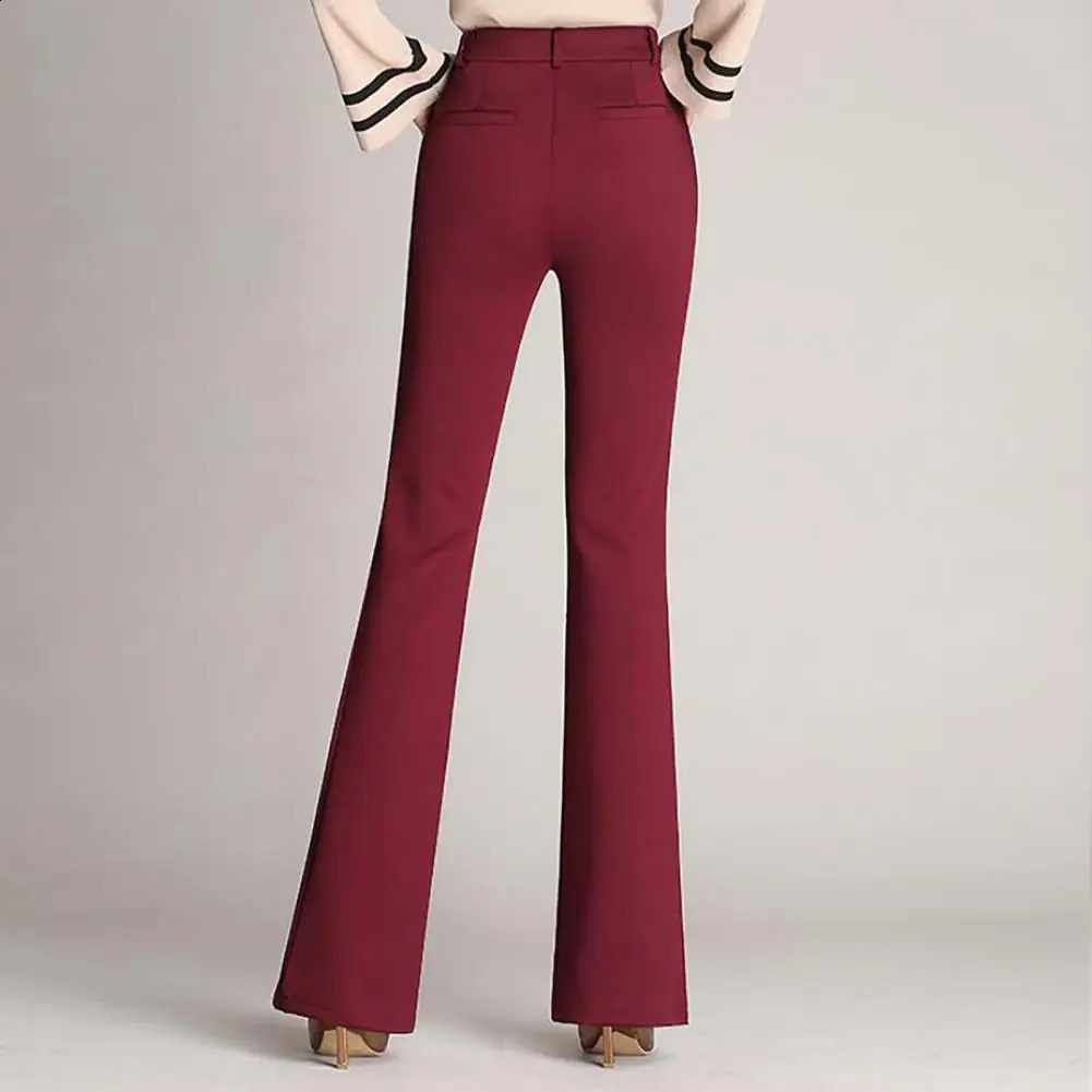 Korean Fashion Simplicity Women Flare Pants High Waist Slim Long Trouser Elegant Office Lady Vintage Straight Suit 250217