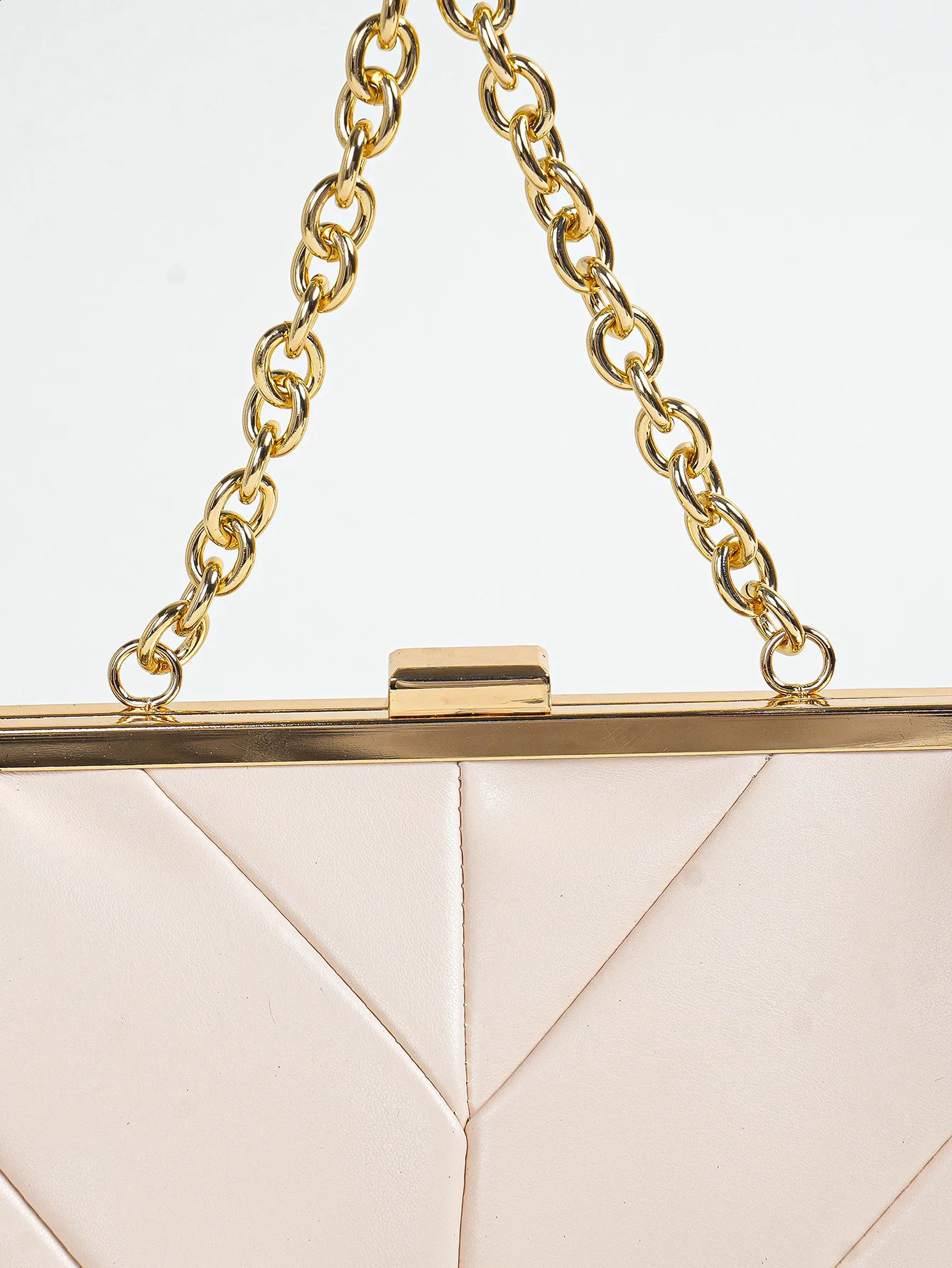 1 PC Matallic PU Leather Elegant Pleated KissLock Closure Evening BagShinny Metal Chain Holder Frame Cross Body Clutch BagKis 250218