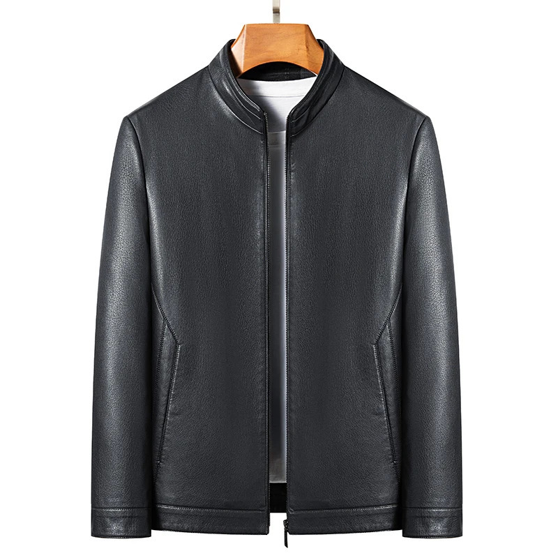 YN2336 Spring and Autumn Mens Natural Sheep Leather Jacket Mock Collar Youth Premium Casual Coat Motorcycle 250210