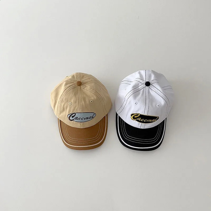 Fashion Letter Kids Baseball Caps For Girls Boys Korea Autumn Childrens Cap Simple Color Embroidery Kids Sun Hat 250219