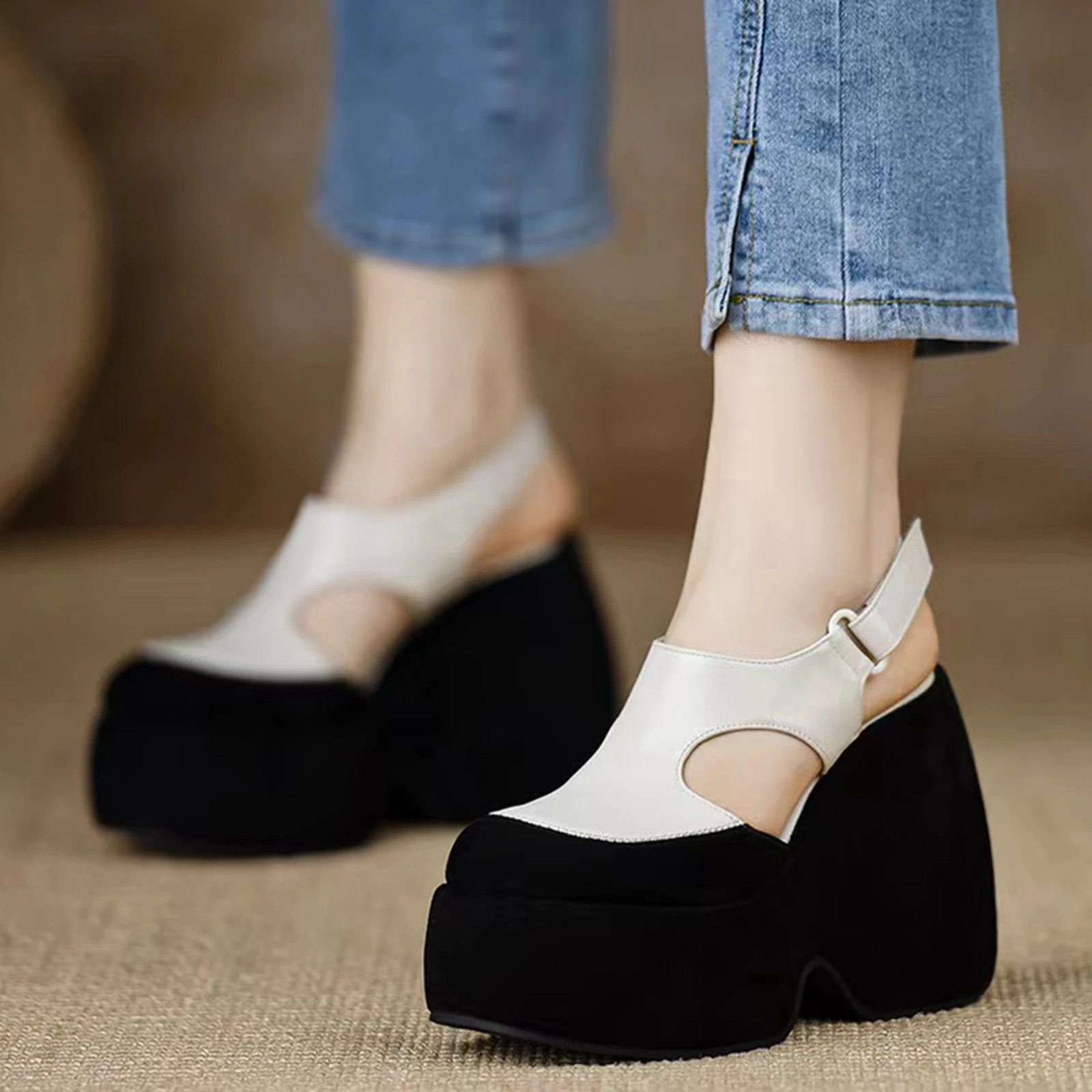 Krazing Pot Cow Leather High Thick Bottom Summer Shoe Casual Increase Luxury Party Modern Brand Platform Women Sandals 250117