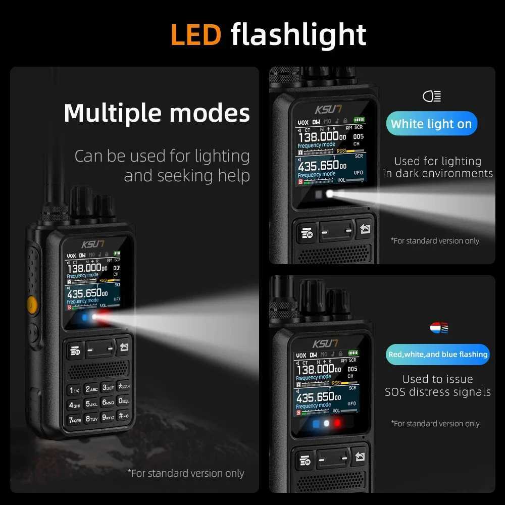 KSUN Walkie Talkie Long Range 10W Handheld Talkie-walkie Dual Band HAM Radio Flashlight e-tooth Programming 2 way Radio UV110XJ250219