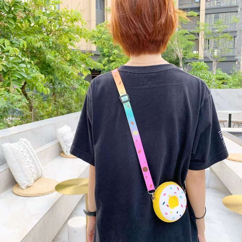 Ddmyshoesvip Girls Donut Crossbody Cute Shoulder Bag Children Silicone Mini Coin Purse Wallets Kids Cartoon Rainbow Messenger Handbags