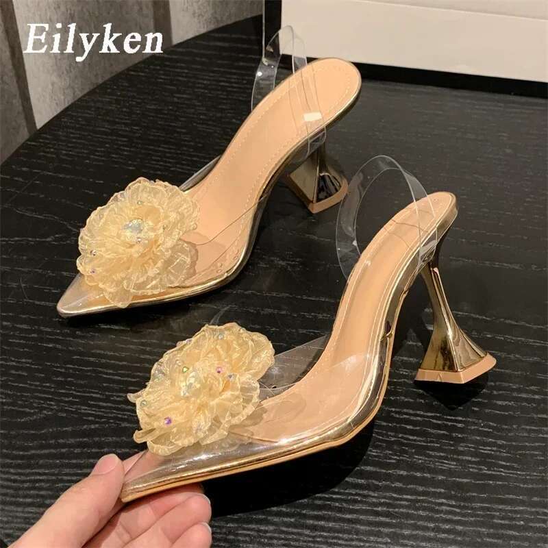 Spring Fashion Crystal wer Designer Women Pumps PVC Transparent High Heels Sexy Pointed Toe Party Dress Sandals Shoes