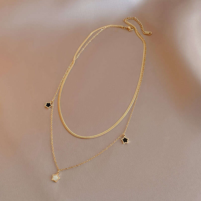 New Five pointed Star Shell 14k Gold Necklace for Women's Light High Sense Instagram, Small and Unique Design, Simple Korean Edition Collar Chain