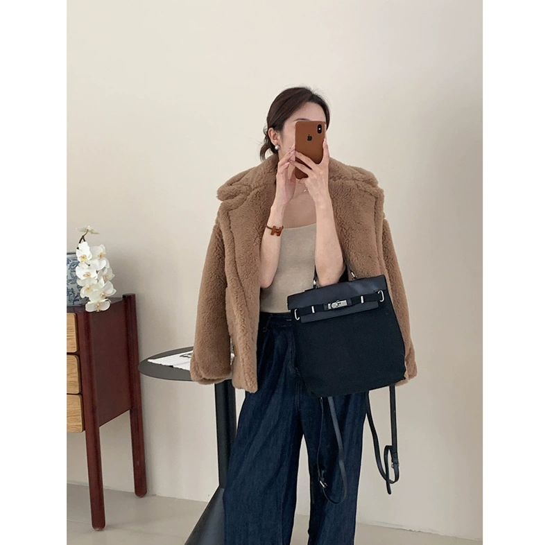Coat Winter Fur Real Wool Alpaca Teddy Bear Coat Women Thick Fur Jacket Short Outerwear Lady Streetwear S3595 2