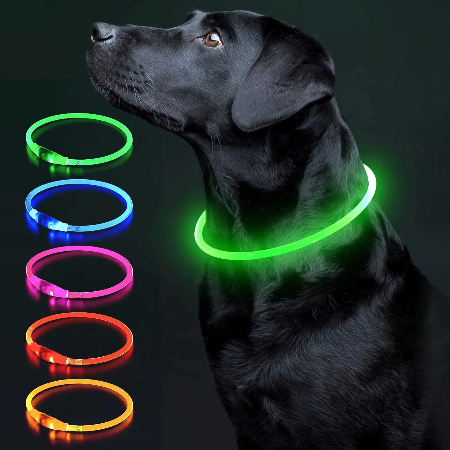 Led Luminous Dog Collar Light Rechargeable Dog Necklace Fashion Flashing DIY Glowing Safety Collar for Dogs Nighttime Walking W250219
