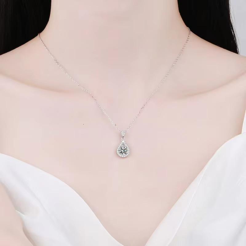 Necklace for Women Real Solid White Gold VVS1 D Clarity Lab Grown Dia Eternity Fine Jewelry