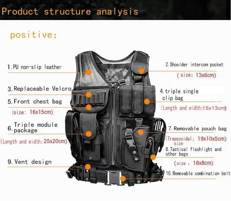 SWAT Tactical Vest Combat Armor Vests Security Hunting AdjustabLE Outdoor CS Cosplay Game Airsoft Training VestXJ250219