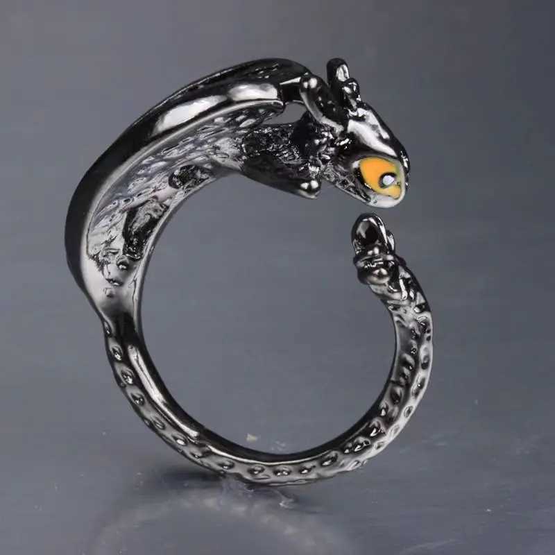 2024 New Gothic Punk Dragon Ring Men Retro Animal Adjustable Finger Rings for Women Personality Magical Cool Jewelry GiftsXJ250219