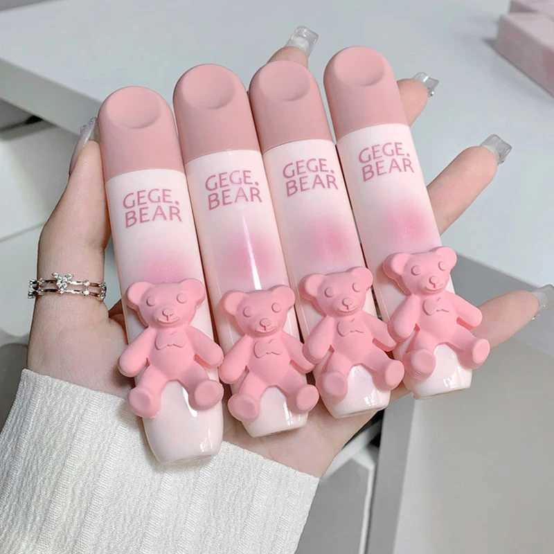 Cute Little Bear Lip Glaze Mist Face Matte Velvet Lipstick Holding Makeup Whitening Lip Cream Coloring Lip ColorW250219
