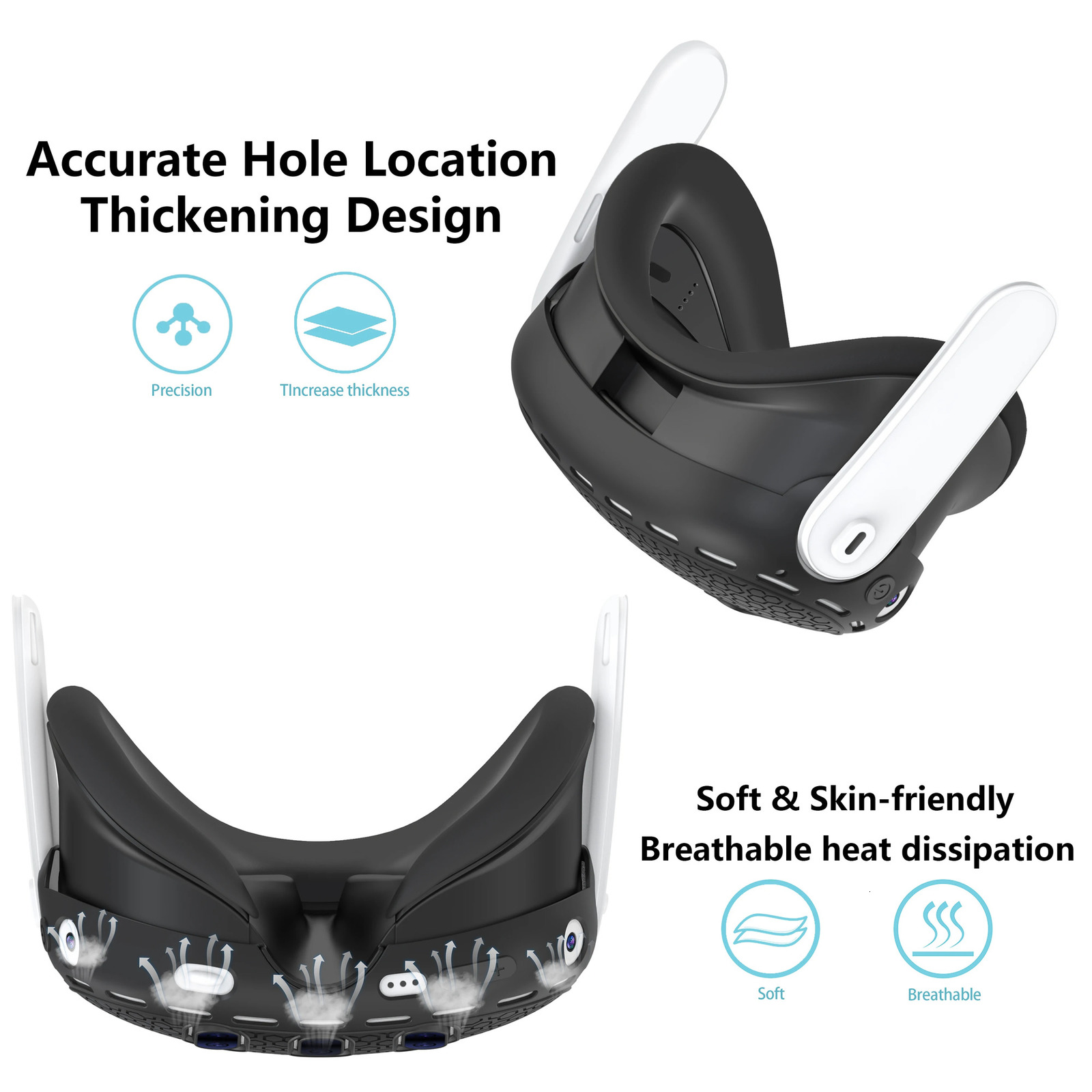 For Meta Quest 3 Silicone Protective Shell 7 IN 1 Set Controller Grip Cover Tempered Glass Film Face Case Lens Cap VR Accessory 240218