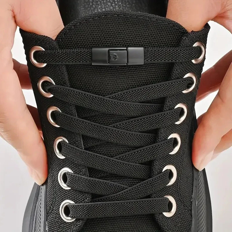 8MM No Tie Shoe Laces Press Lock Shoelaces Without Ties Elastic Sneaker Kids Adult Widened Flat Shoelace for Shoes w250219