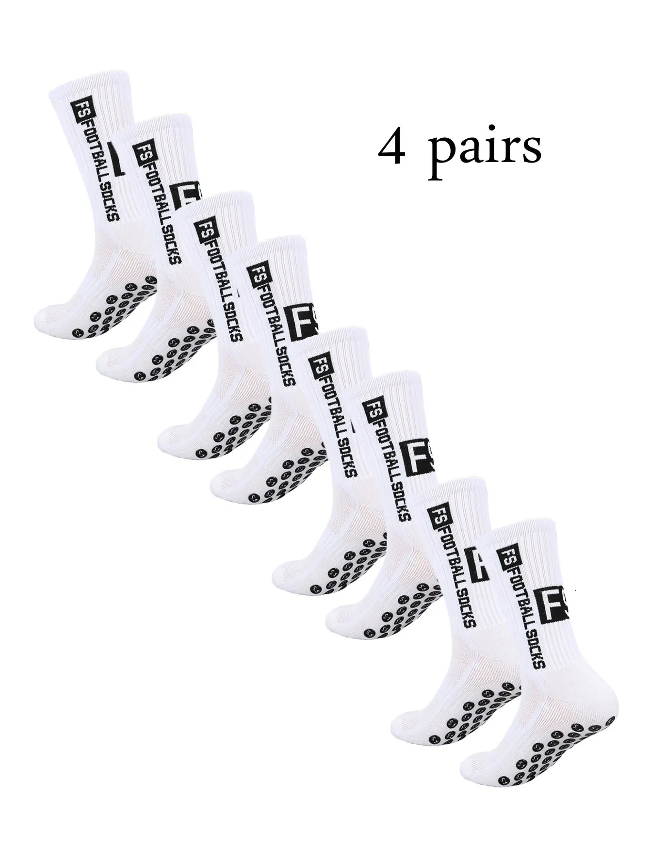 4 pairs of FS and TC mid tube glued football socks for sports training and competition non slip and breathable socks 250219