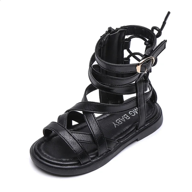Summer Kids Sandals Fashion Roman Girls Sandals Boots Little Girls Shoes Student Beach Sandals 250219